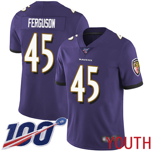 Baltimore Ravens Limited Purple Youth Jaylon Ferguson Home Jersey NFL Football 45 100th Season Vapor Untouchable
